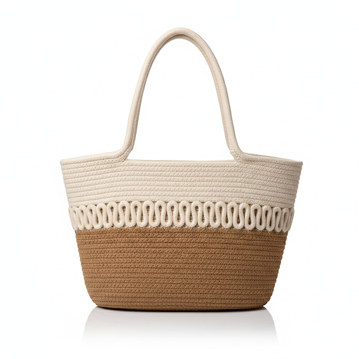 Handwoven Two-Tone Rope Tote Bag