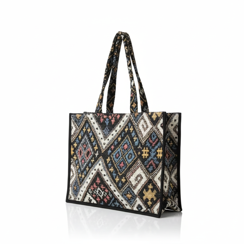 The Nomad’s Loom Geometric Tote – Earth & Azure