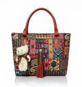 The Midnight Mosaic Charm Tote – Crimson & Indigo