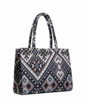 The Heritage Weave Geometric Tote – Midnight & Rose