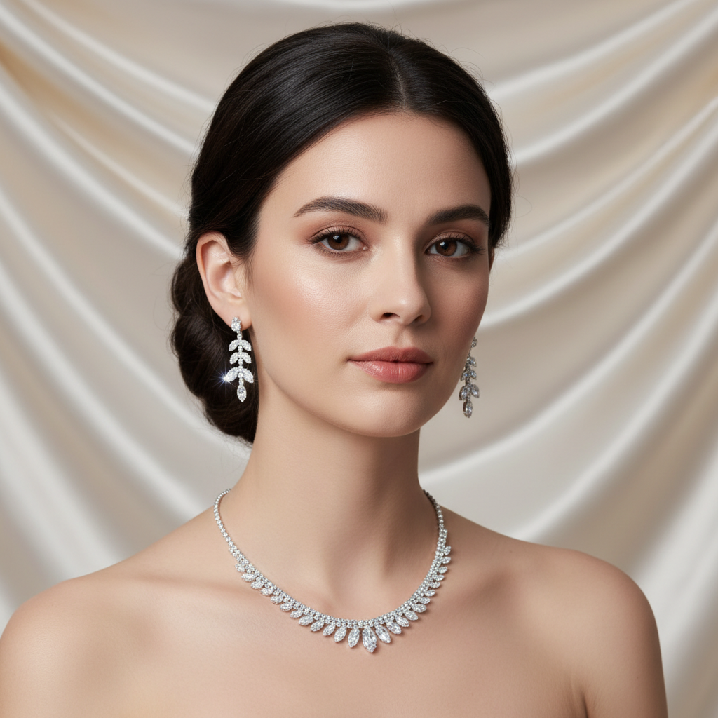 Sparkling Marquise Crystal Bridal Necklace & Earrings Set